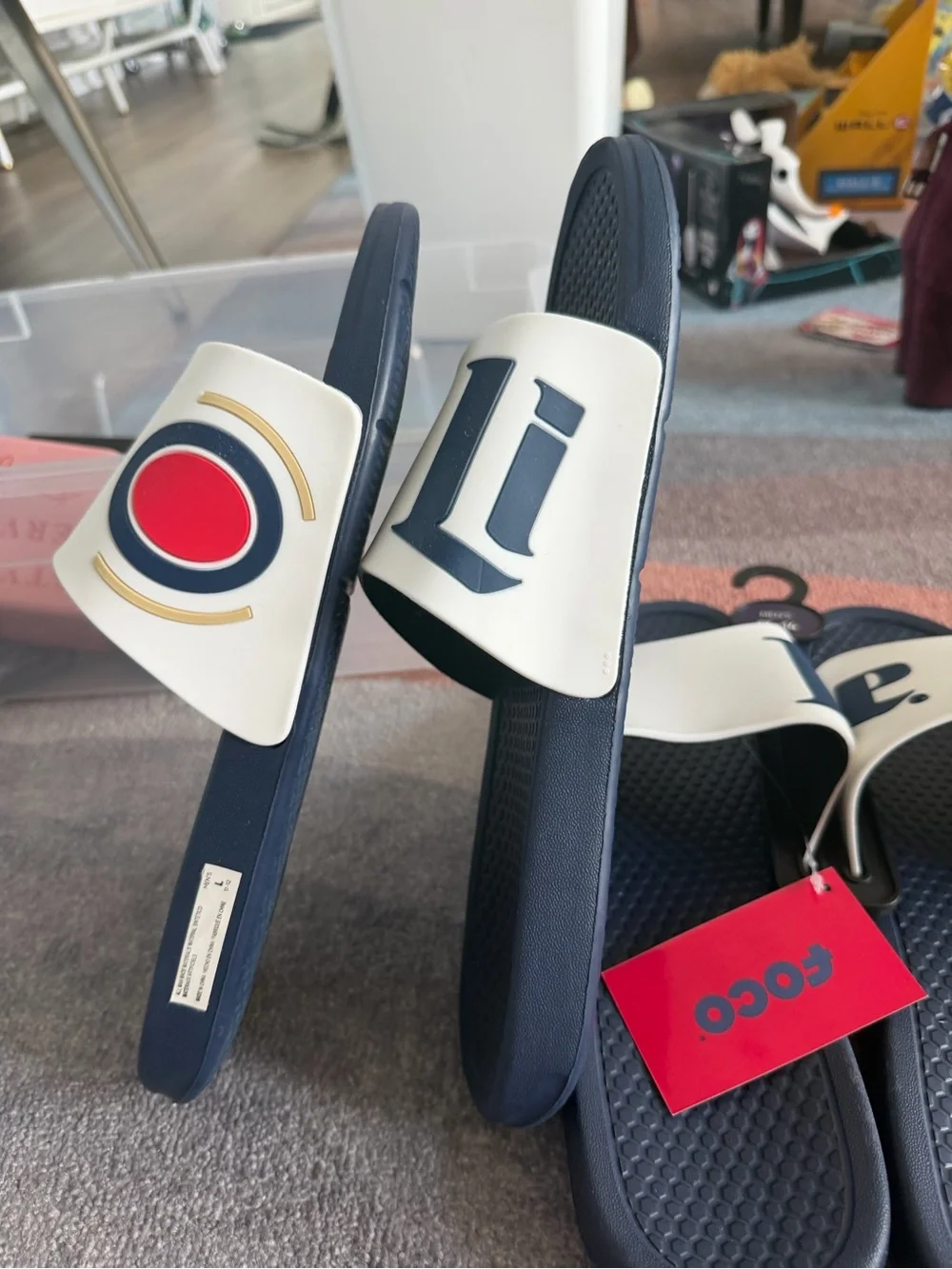 Men’s Miller Lite Logo Strap Navy Slide Sandals Soft Underside